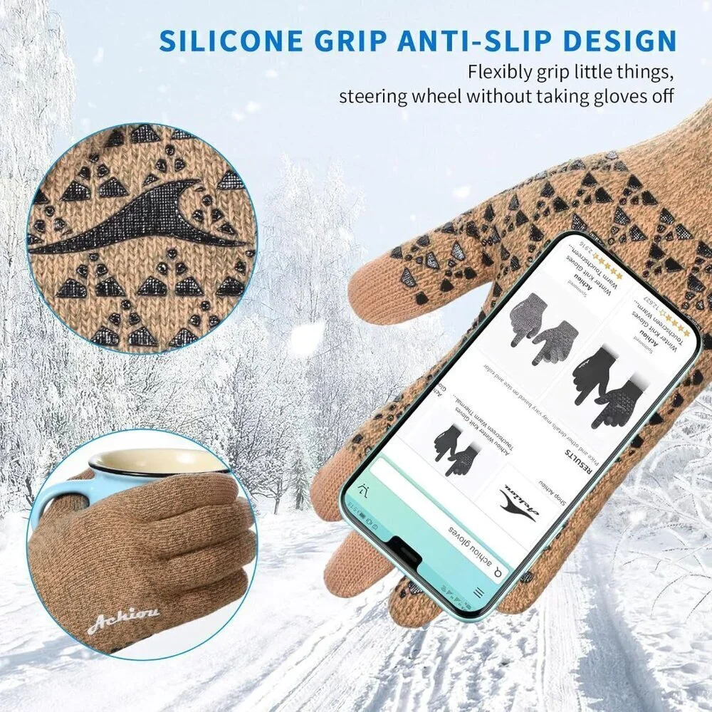 Women's Hump Back Upgraded Touch Screen Thermal Soft Knit Lining Winter Gloves